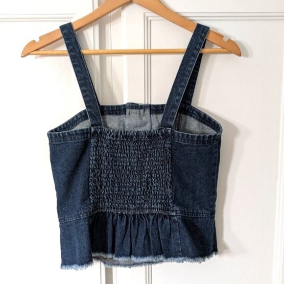 New American Eagle Outfitters Denim Tank Top Corset Bustier Medium Wash Size S - Picture 3 of 5